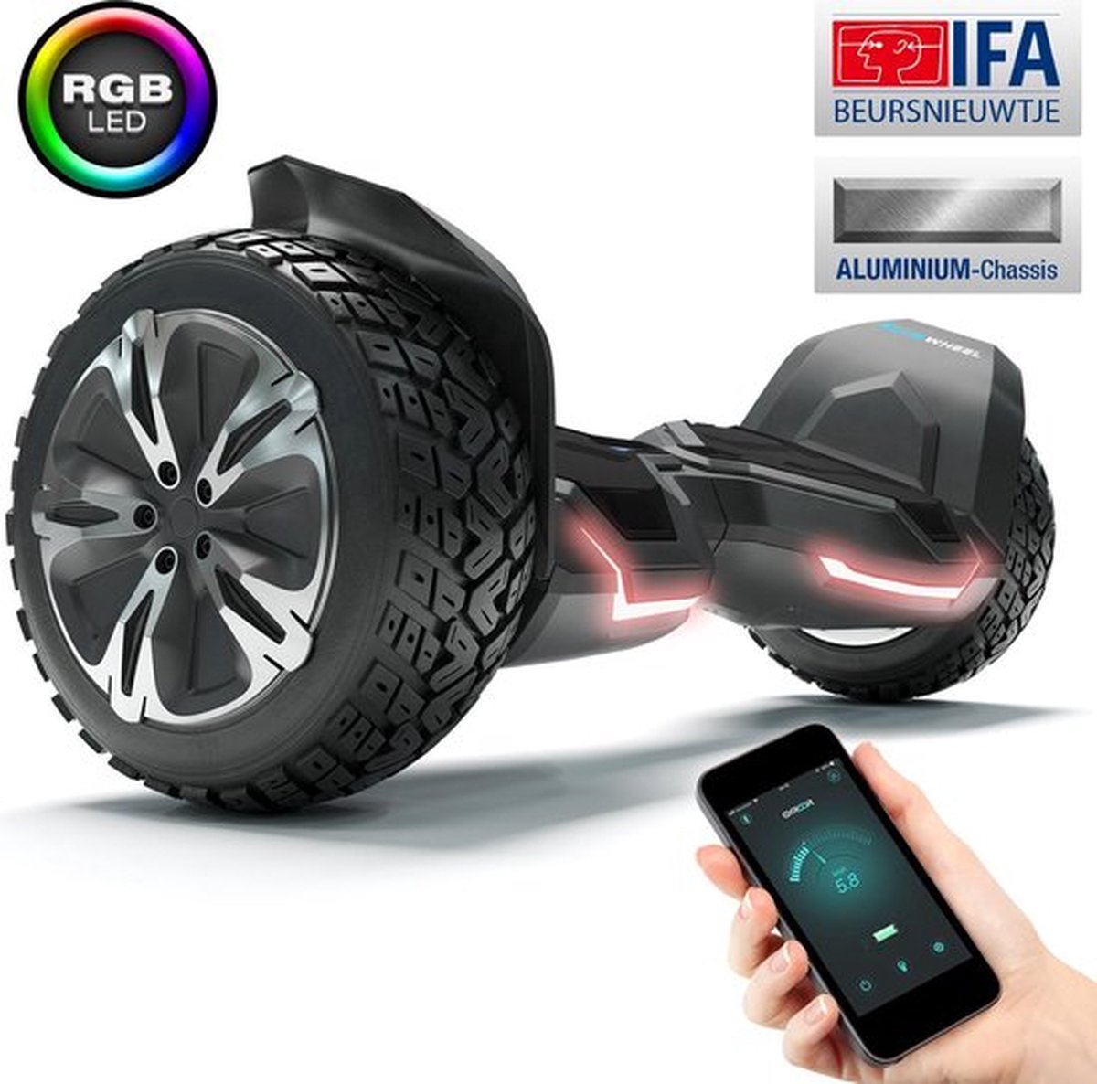 Gyroor Warrior G2 | Off Road Hoverboard | Ampes | 8.5 Inch Wielen | Oxboard | Bluetooth Speaker | Zwart